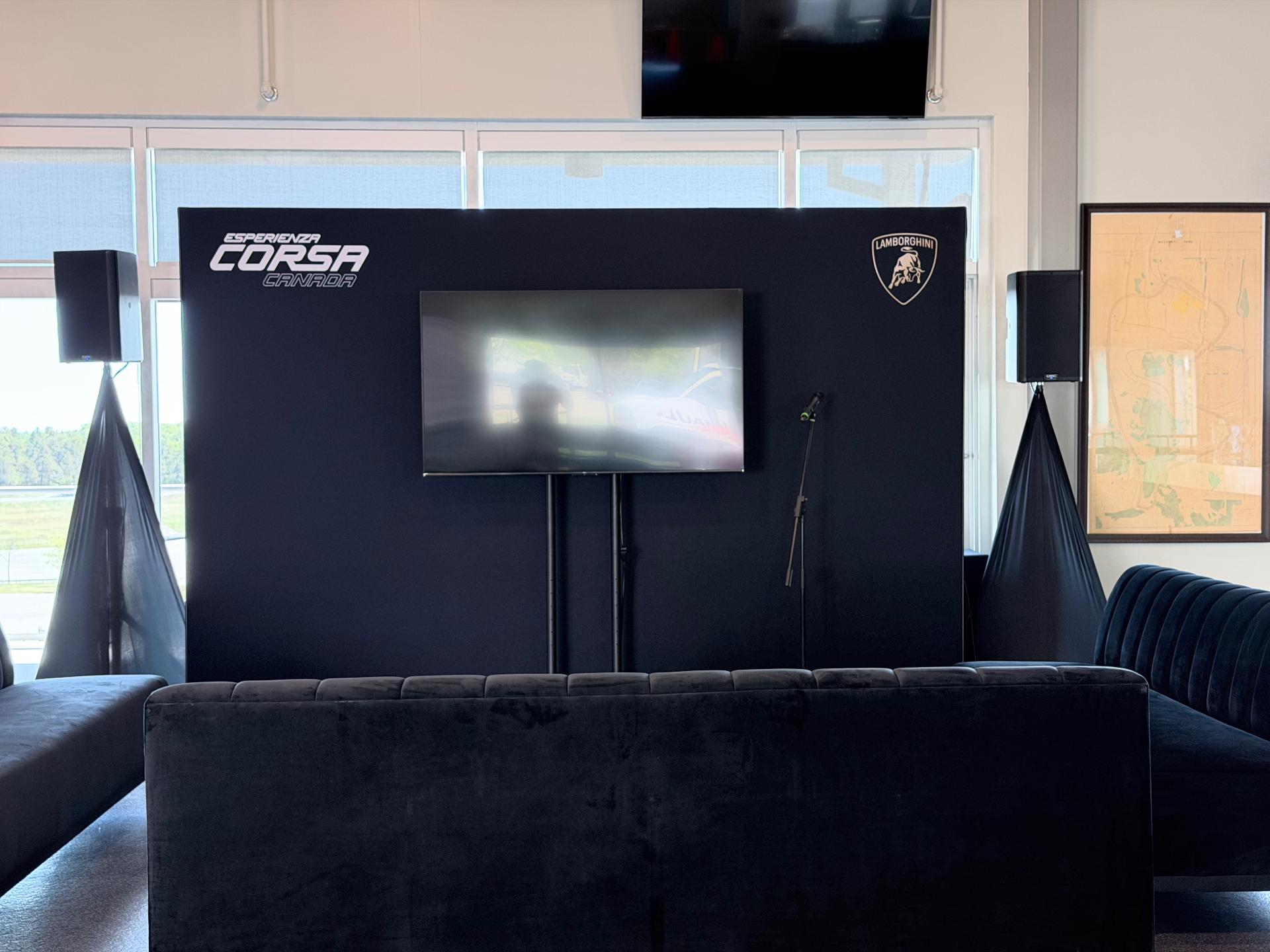 Automotive event lounge with printed environmental graphics